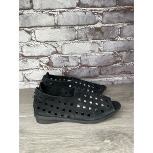 Arche Drick Rear Zip Black Nubuck Leather Open Wedge Sandals Women Sz 36EU/6M US